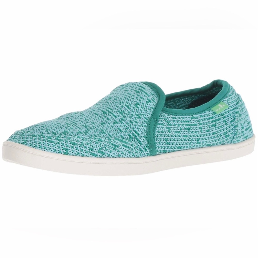 Sanuk Green Knit Slip-On Loafer Shoes Womens Size 8 Casual Comfort Goblincore